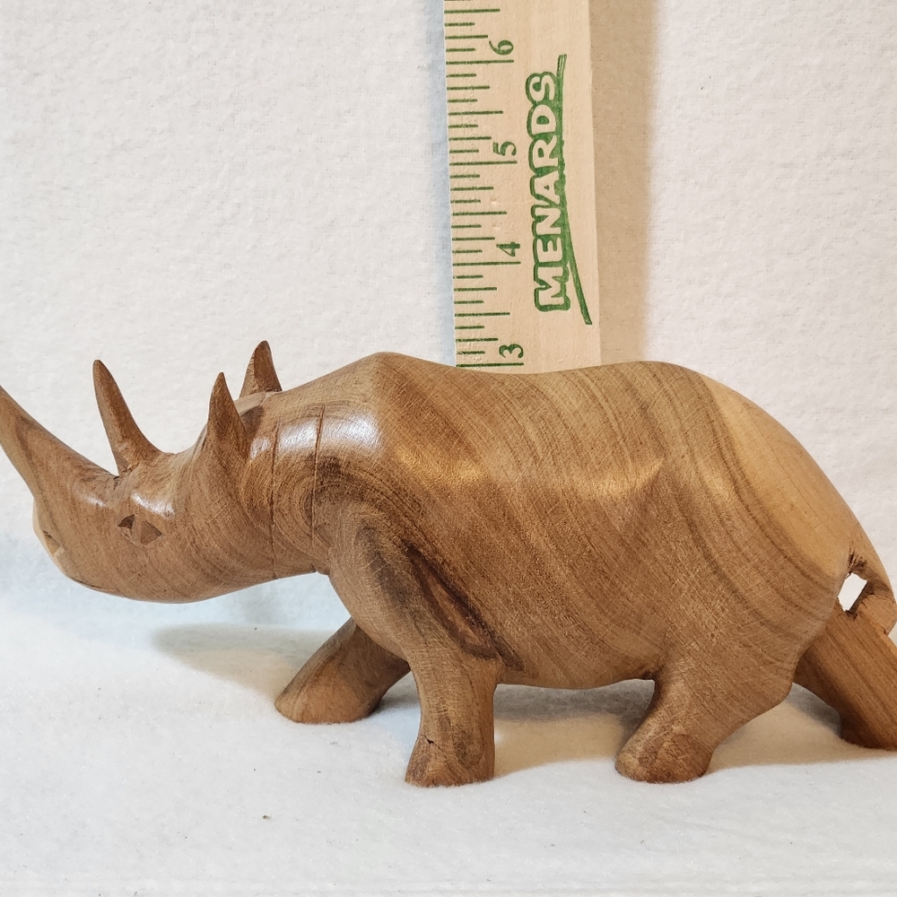 Hand‎ Carved Rinoceros Teak Wood - Picture 7 of 12